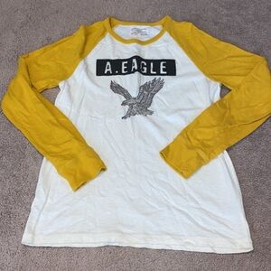 Guys Yellow and White Long Sleeve Shirt